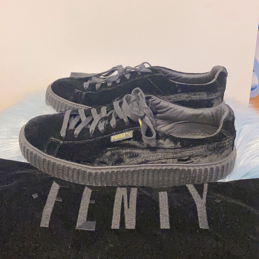 Fenty by Rihanna Black Velvet Mens Creeper Shoes